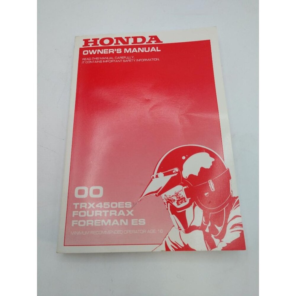 Honda TRX450ES Fourtrax Foreman ES Owners Manual 00 Edition